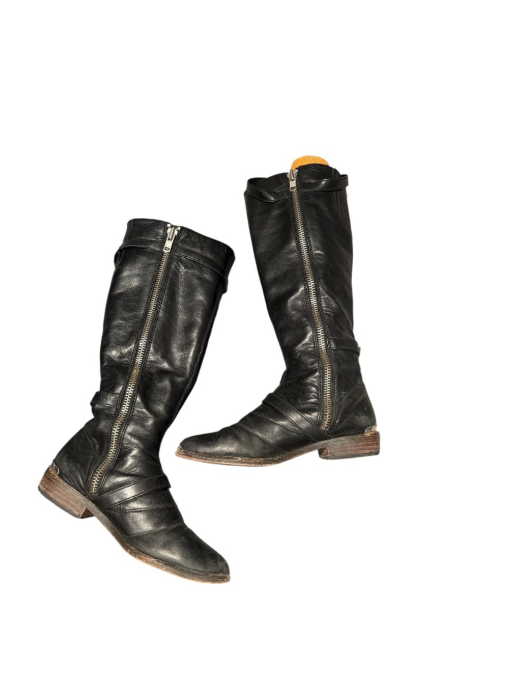 COACH black leather knee-high boots with buckle details - size 6 - Picture 2 of 11